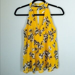 Yellow Floral Sleevless Top